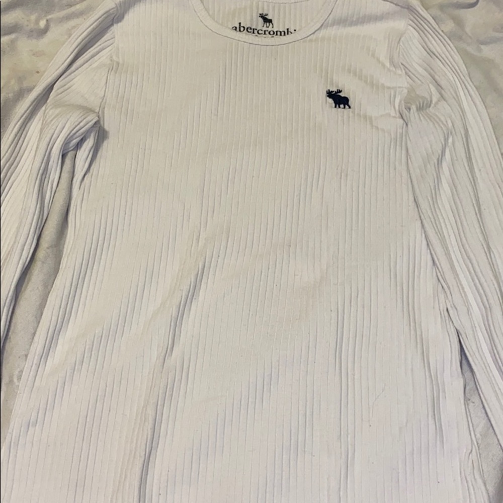 Ribbed white long sleeve-T